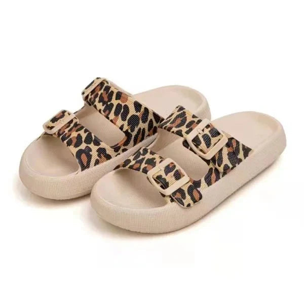 Damskie sandały typu klapki z dwoma paskami i klamrami-Footwear for women-Olave