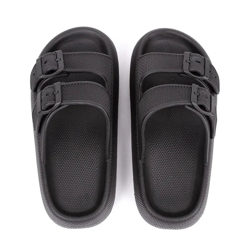 Damskie sandały typu klapki z dwoma paskami i klamrami-Footwear for women-Olave