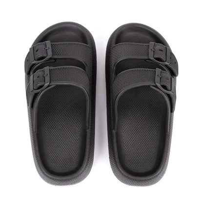 Damskie sandały typu klapki z dwoma paskami i klamrami-Footwear for women-Olave