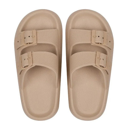 Damskie sandały typu klapki z dwoma paskami i klamrami-Footwear for women-Olave
