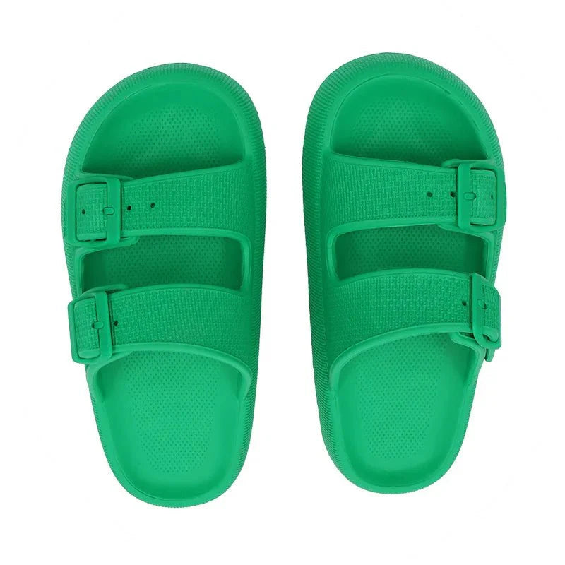 Damskie sandały typu klapki z dwoma paskami i klamrami-Footwear for women-Olave