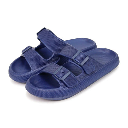 Damskie sandały typu klapki z dwoma paskami i klamrami-Footwear for women-Olave