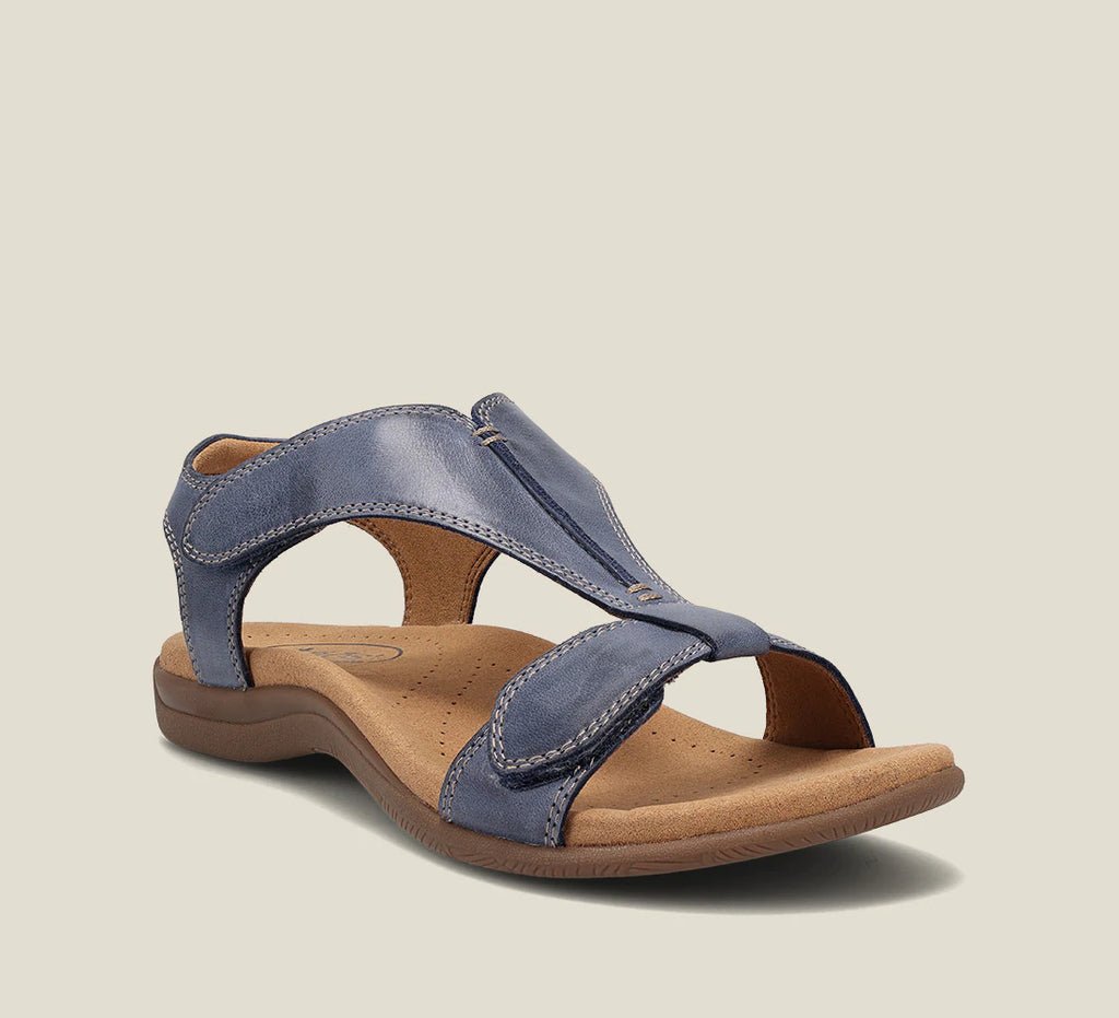 Damskie sandały z paskiem typu T i zapięciem na rzep-Footwear for women-Olave
