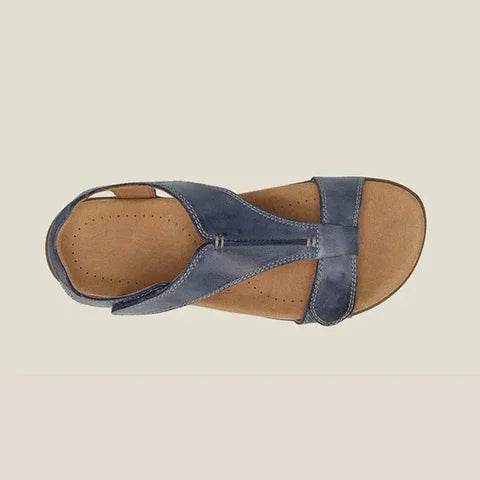 Damskie sandały z paskiem typu T i zapięciem na rzep-Footwear for women-Olave