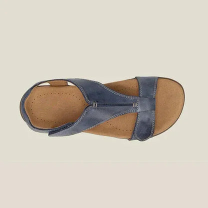 Damskie sandały z paskiem typu T i zapięciem na rzep-Footwear for women-Olave