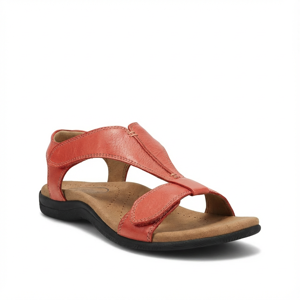 Damskie sandały z paskiem w kształcie litery T i regulowanymi zapięciami-Footwear for women-Olave