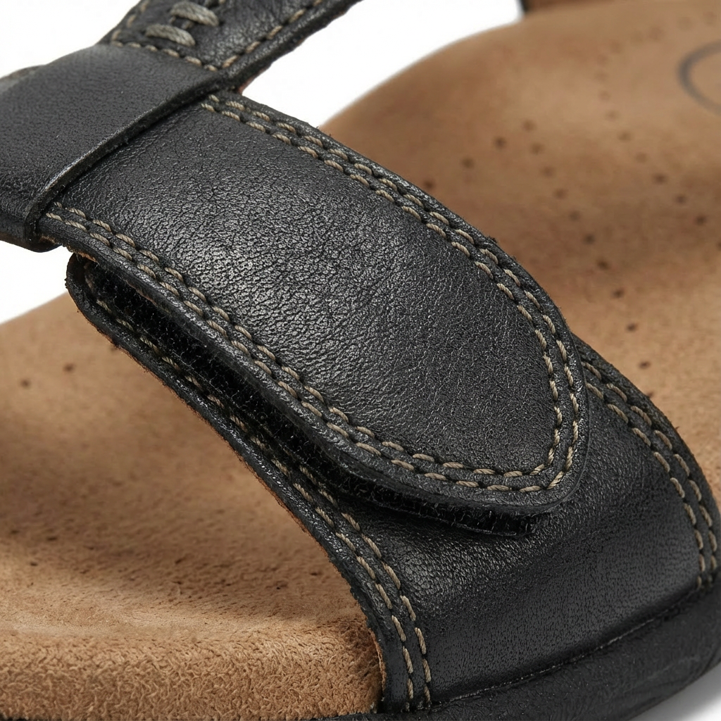 Damskie sandały z paskiem w kształcie litery T i regulowanymi zapięciami-Footwear for women-Olave