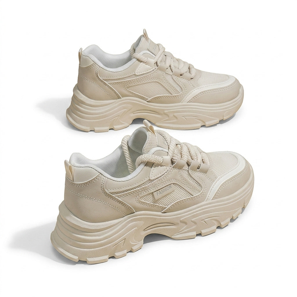 Damskie sneakersy na masywnej platformie sznurowane-Footwear for women-Olave