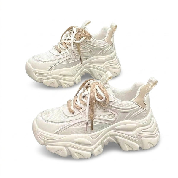 Damskie sneakersy na masywnej platformie z panelami z siateczki-Footwear for women-Olave