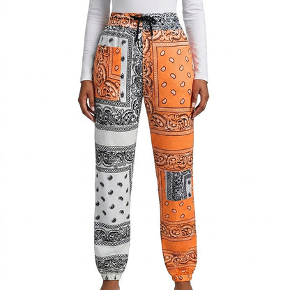 Damskie spodnie joggery we wzór paisley-Pants for Women-Olave