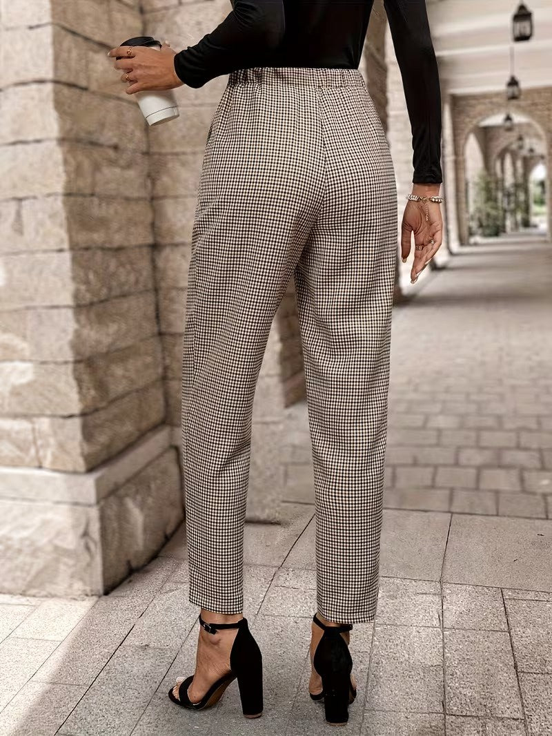 Damskie Spodnie Krótkie W Kratkę-Pants for Women-Olave