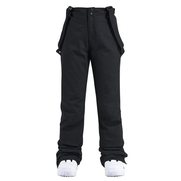Damskie spodnie narciarskie o prostym kroju z regulowanymi szelkami-Pants for Women-Olave