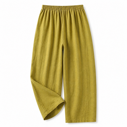 Damskie spodnie z elastycznym pasem i prostą nogawką o pełnej długości-Pants for Women-Olave