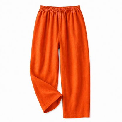 Damskie spodnie z elastycznym pasem i prostą nogawką o pełnej długości-Pants for Women-Olave