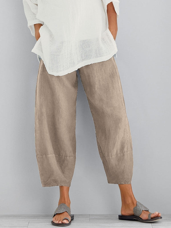 Damskie spodnie z elastycznym pasem i szeroką nogawką-Pants for Women-Olave