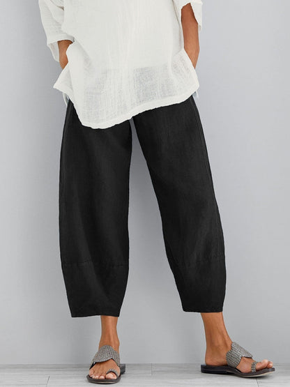 Damskie spodnie z elastycznym pasem i szeroką nogawką-Pants for Women-Olave
