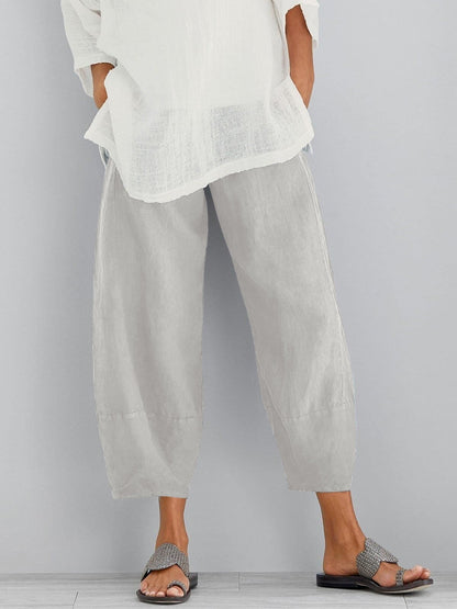 Damskie spodnie z elastycznym pasem i szeroką nogawką-Pants for Women-Olave