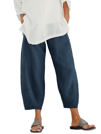 Damskie spodnie z elastycznym pasem i szeroką nogawką-Pants for Women-Olave
