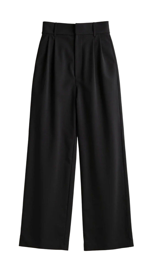 Damskie spodnie z wysokim stanem i szeroką nogawką-Pants for Women-Olave