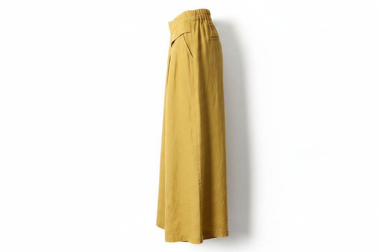Damskie Spodnie z Wysokim Stanem i Szeroką Nogawką-Pants for Women-Olave