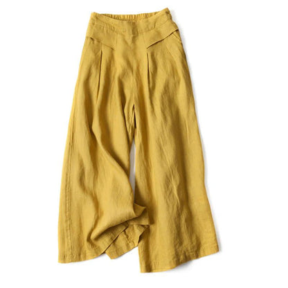 Damskie Spodnie z Wysokim Stanem i Szeroką Nogawką-Pants for Women-Olave