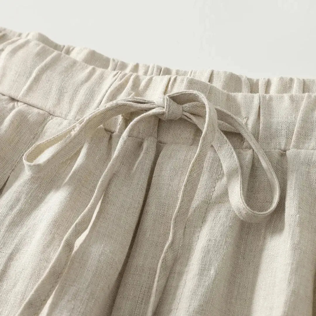 Damskie spodnie z wysokim stanem, szeroką nogawką, sznurkiem i kieszeniami bocznymi-Pants for Women-Olave