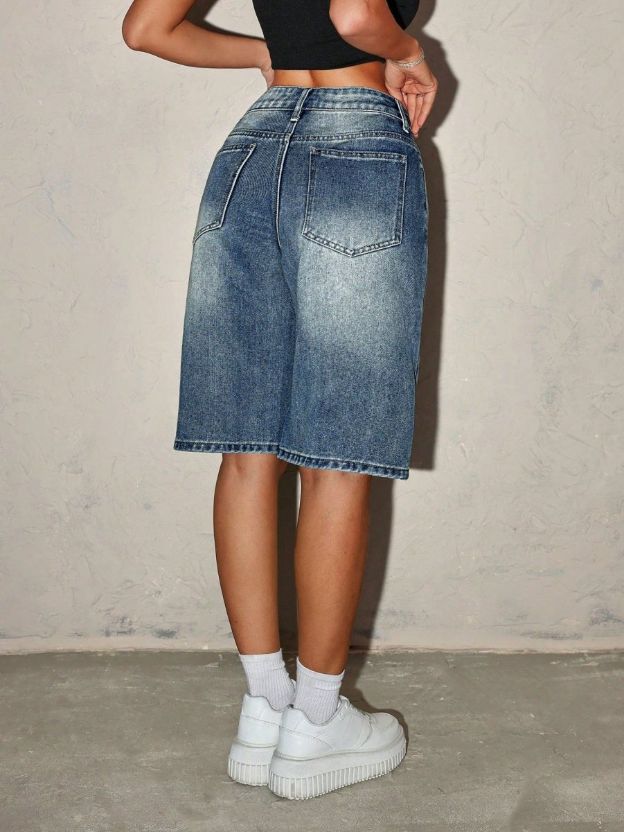 Damskie szorty jeansowe typu bermudy z wysokim stanem-Shorts for women-Olave