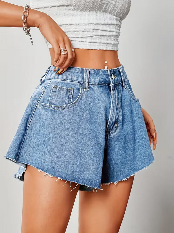 Damskie Szorty Z Wysokim Stanem-Shorts for women-Olave