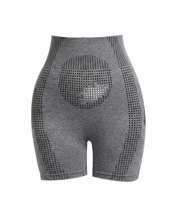 Damskie Szorty z Wysokim Stanem Bezszwowe z Perforowanymi Panelami Konturowymi-Shorts for Women-Olave