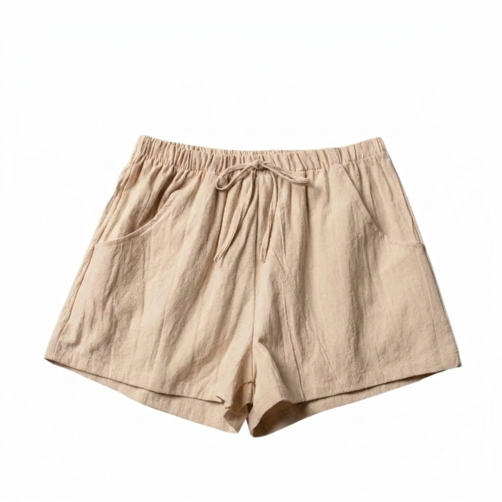 Damskie szorty z wysokim stanem i sznurkiem do ściągania-Shorts for women-Olave