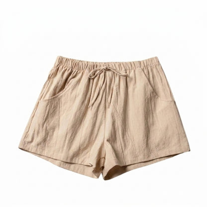 Damskie szorty z wysokim stanem i sznurkiem do ściągania-Shorts for women-Olave
