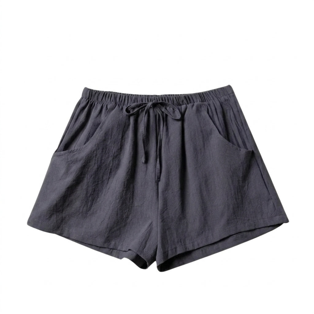 Damskie szorty z wysokim stanem i sznurkiem do ściągania-Shorts for women-Olave