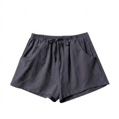 Damskie szorty z wysokim stanem i sznurkiem do ściągania-Shorts for women-Olave