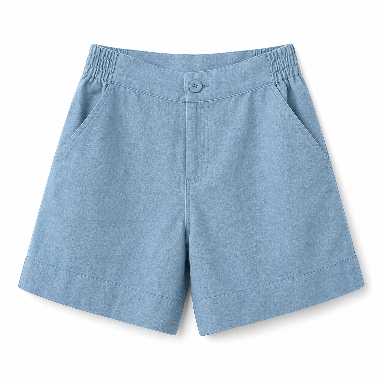 Damskie szorty z wysokim stanem z elastycznym pasem z tyłu i zapięciem na guzik-Shorts for women-Olave