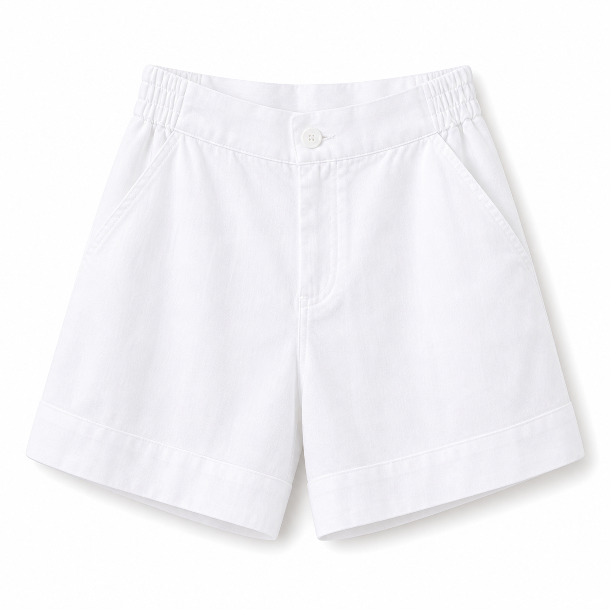 Damskie szorty z wysokim stanem z elastycznym pasem z tyłu i zapięciem na guzik-Shorts for women-Olave