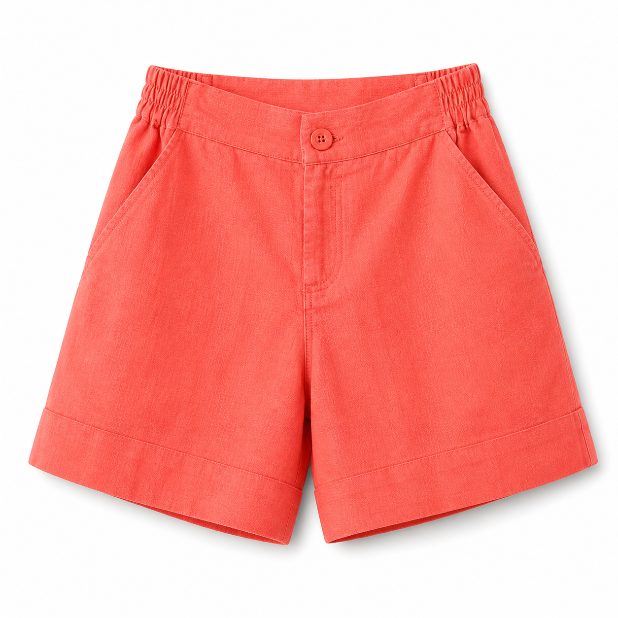 Damskie szorty z wysokim stanem z elastycznym pasem z tyłu i zapięciem na guzik-Shorts for women-Olave