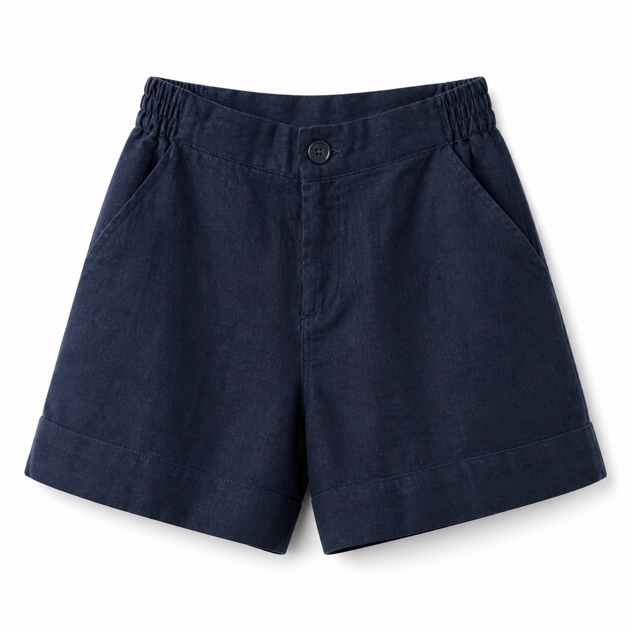 Damskie szorty z wysokim stanem z elastycznym pasem z tyłu i zapięciem na guzik-Shorts for women-Olave