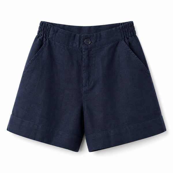 Damskie szorty z wysokim stanem z elastycznym pasem z tyłu i zapięciem na guzik-Shorts for women-Olave