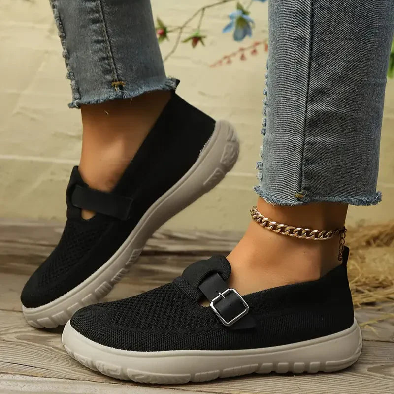 Damskie wsuwane półbuty typu Mary Jane z siateczki-Footwear for women-Olave