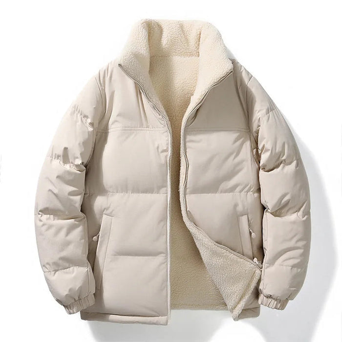 Dwustronna kurtka puchowa unisex z podszewką sherpa-Jackets for men-Olave