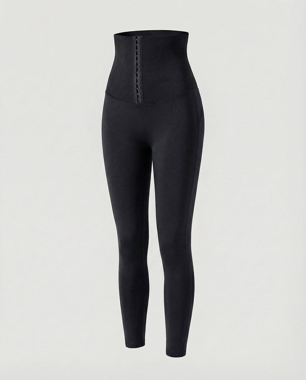 Legginsy damskie z wysokim stanem i zapięciem na haftki-Leggings for women-Olave