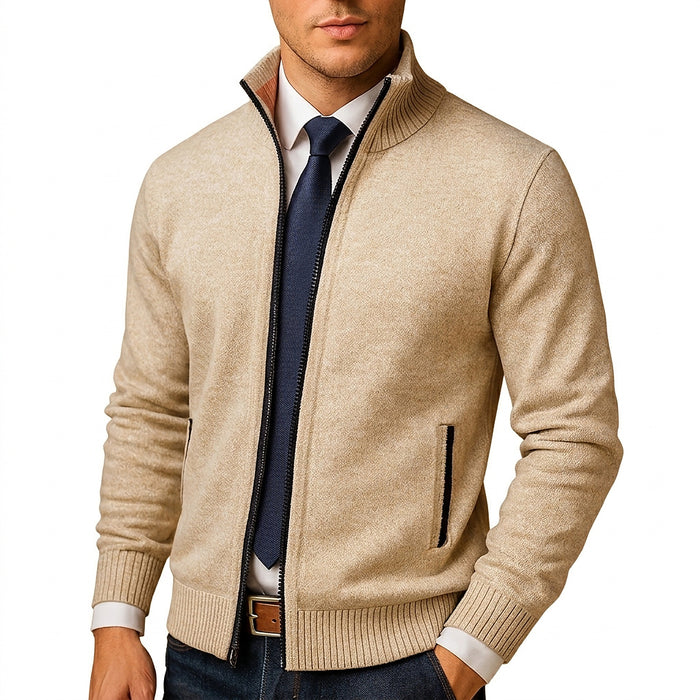 Męska dzianinowa kurtka zapinana na zamek ze stójką-Jackets for men-Olave