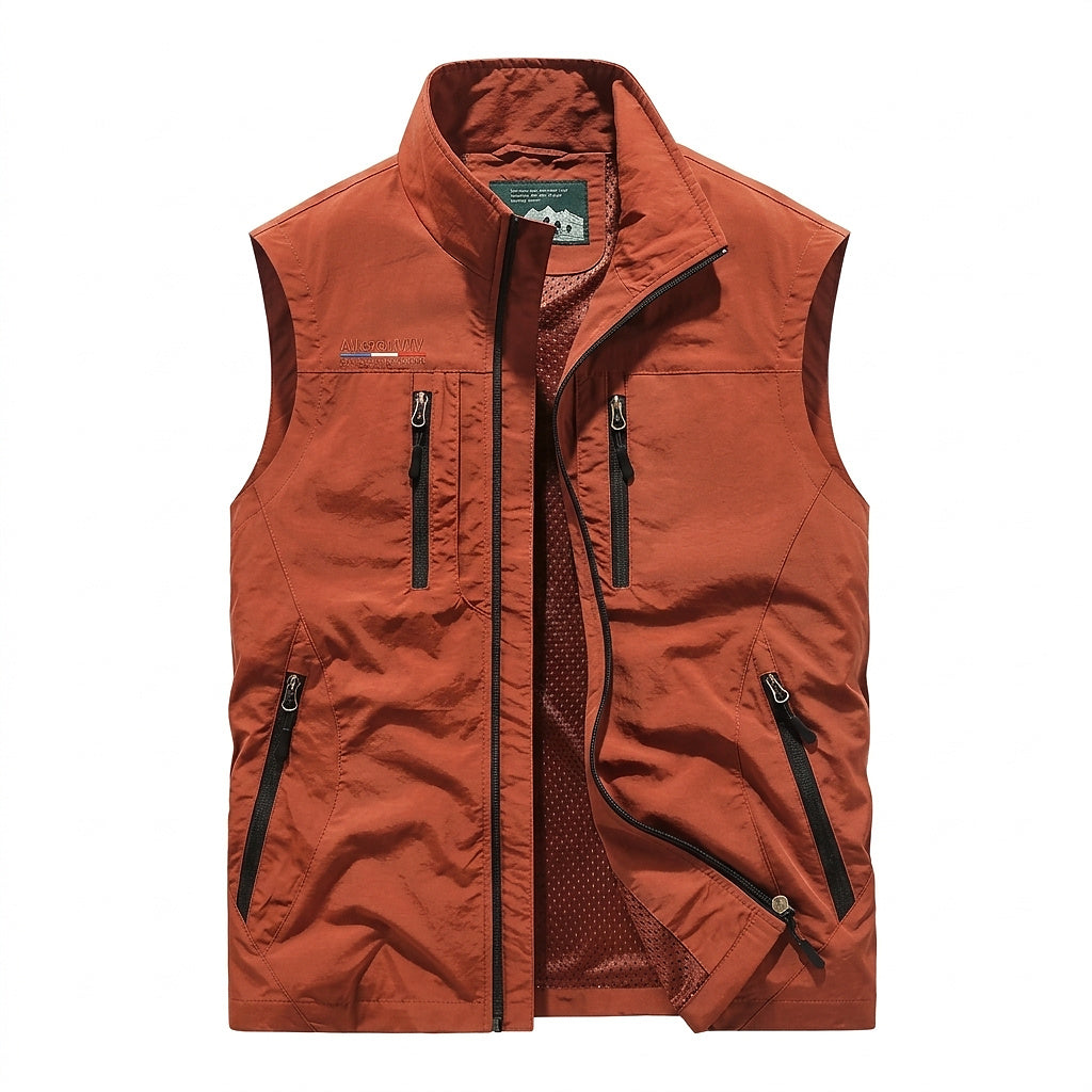 Męska kamizelka cargo bez rękawów z kieszeniami na zamek-Vests for men-Olave