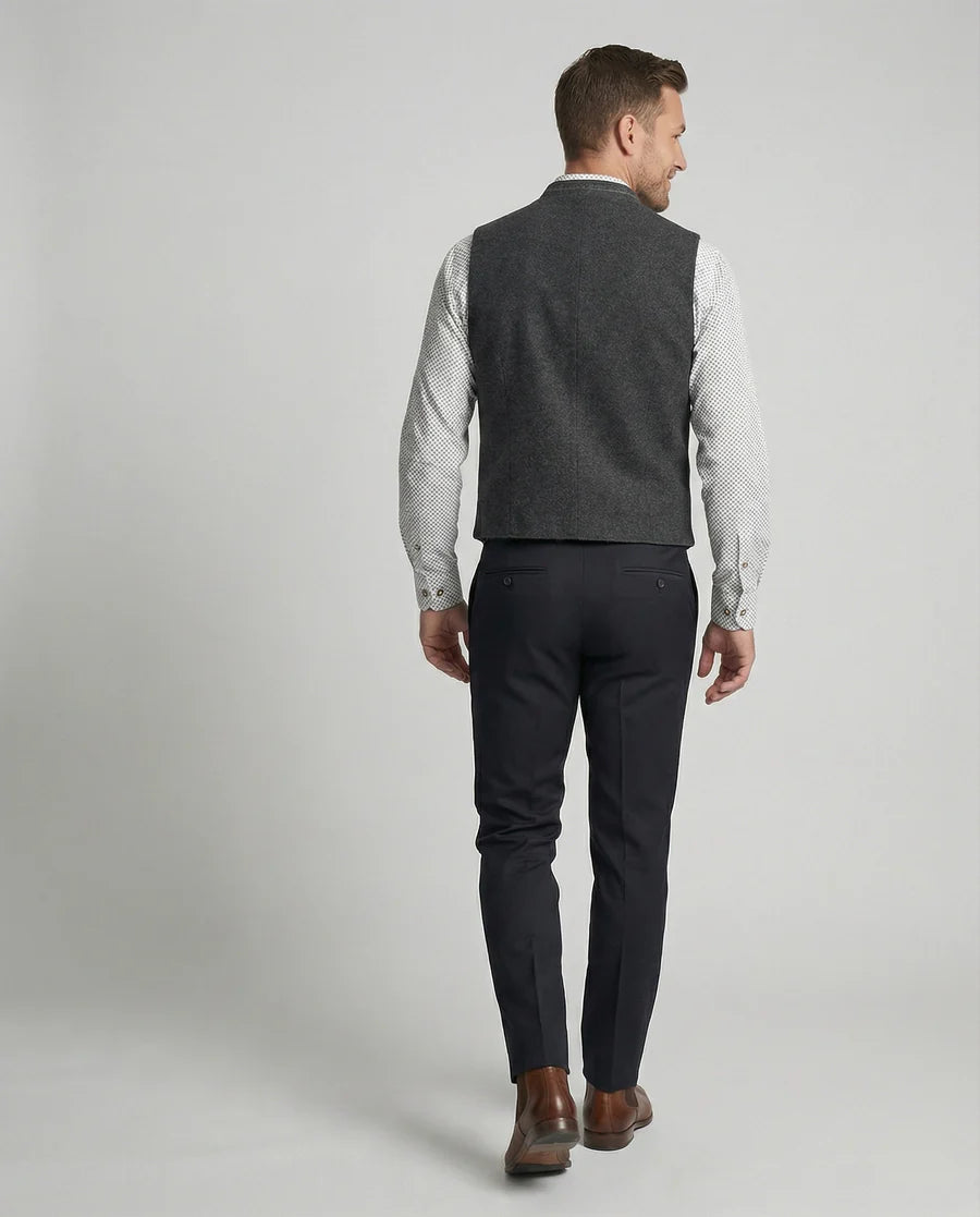 Męska Kamizelka z Kołnierzem Stójką i Zapięciem na Guziki-Vest for men-Olave