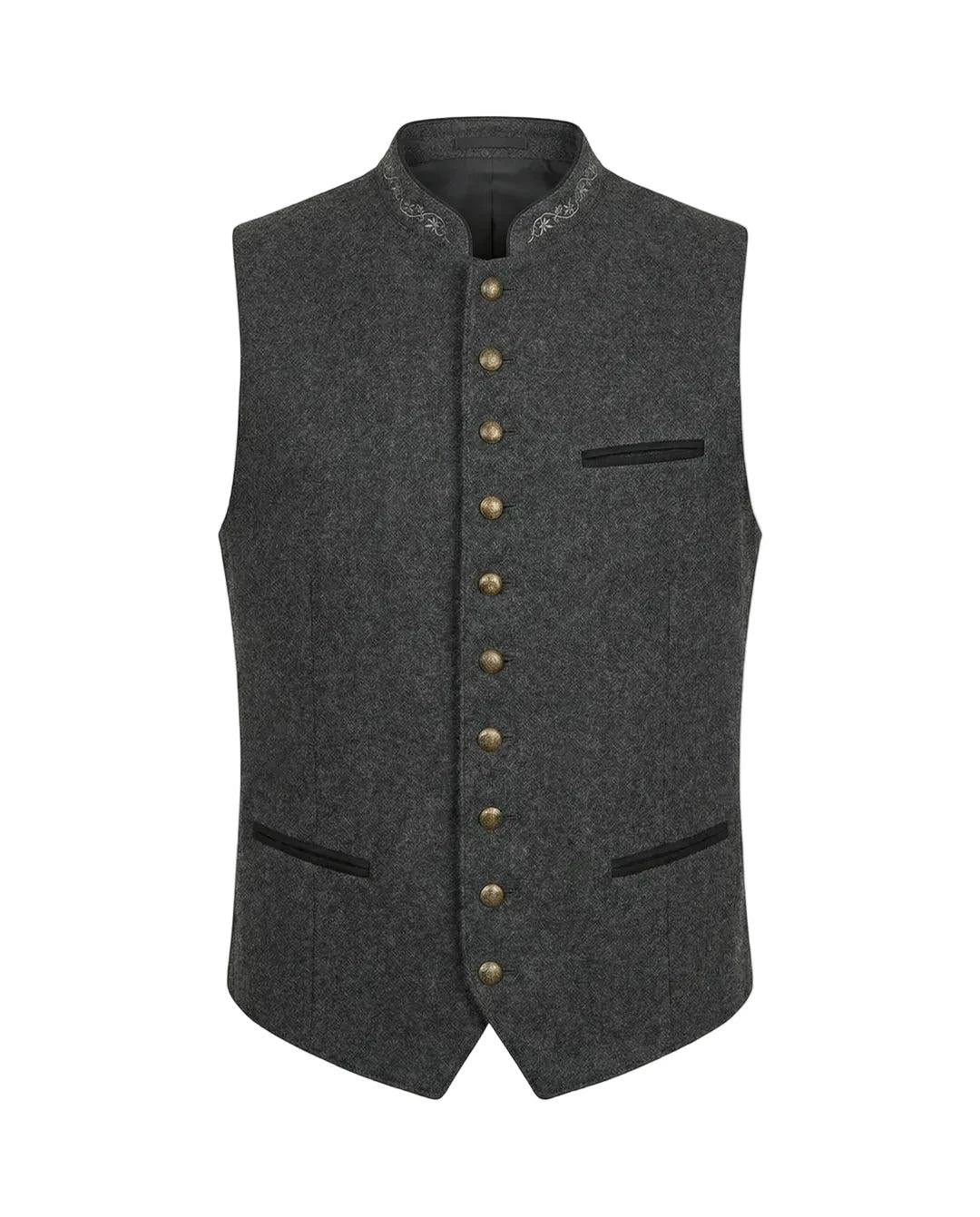 Męska Kamizelka z Kołnierzem Stójką i Zapięciem na Guziki-Vest for men-Olave