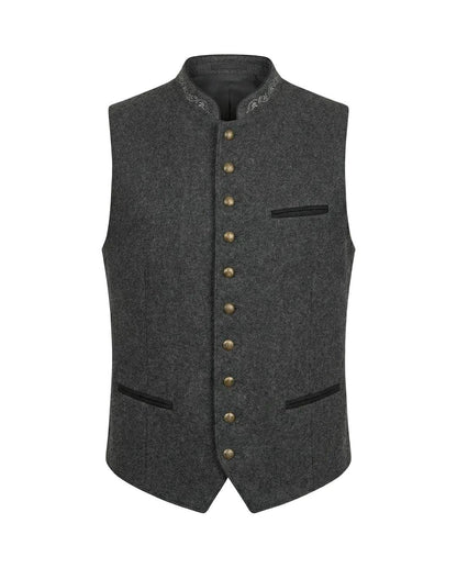 Męska Kamizelka z Kołnierzem Stójką i Zapięciem na Guziki-Vest for men-Olave