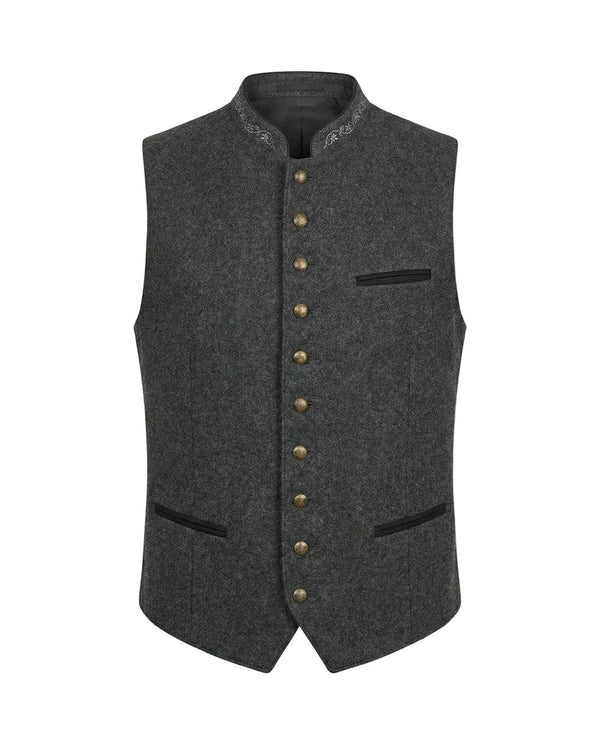 Męska Kamizelka z Kołnierzem Stójką i Zapięciem na Guziki-Vest for men-Olave
