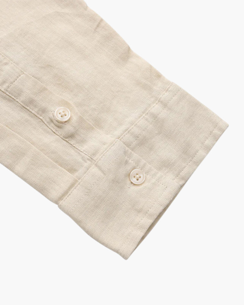 Męska koszula lniana z długim rękawem i kieszenią-Shirts for men-Olave