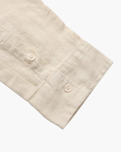 Męska koszula lniana z długim rękawem i kieszenią-Shirts for men-Olave