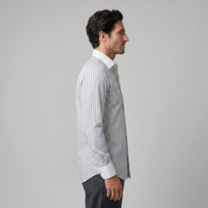 Męska koszula w paski z długim rękawem i guzikami-Shirts for men-Olave